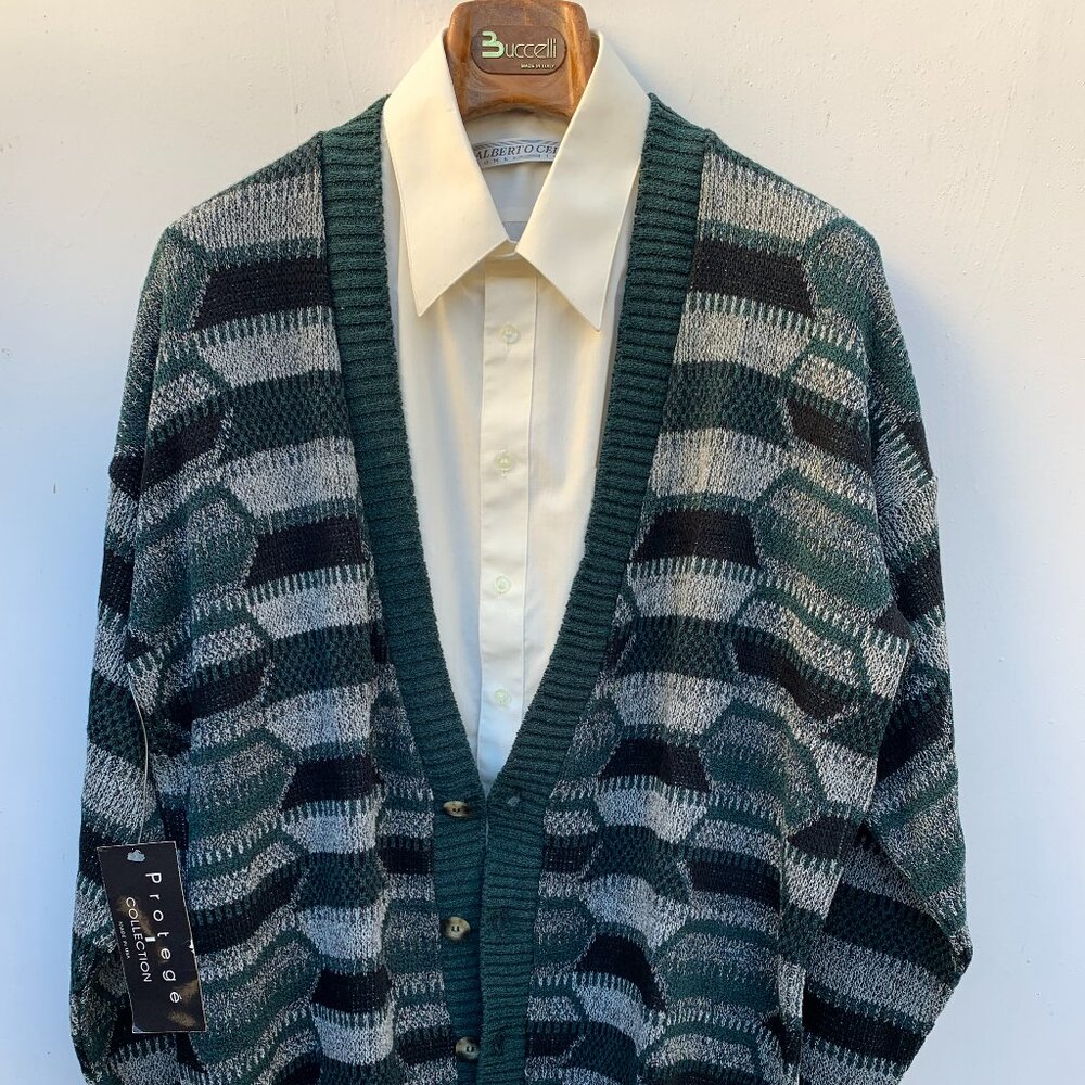 Protegé Collections Men’s Fuji Style 100% Acrylic V Neck Long Sleeve Cardigan
